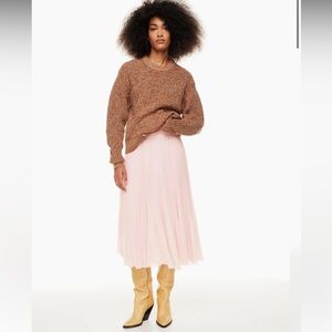 Aritzia Wilfred Twirl Midi Skirt in ‘Truffle’ size small